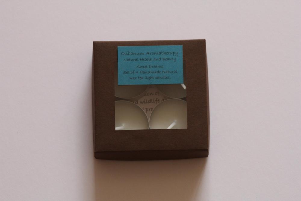 Sweet Dreams, Set Of 4 Relaxing Natural Rapeseed Wax Tealight Candles.